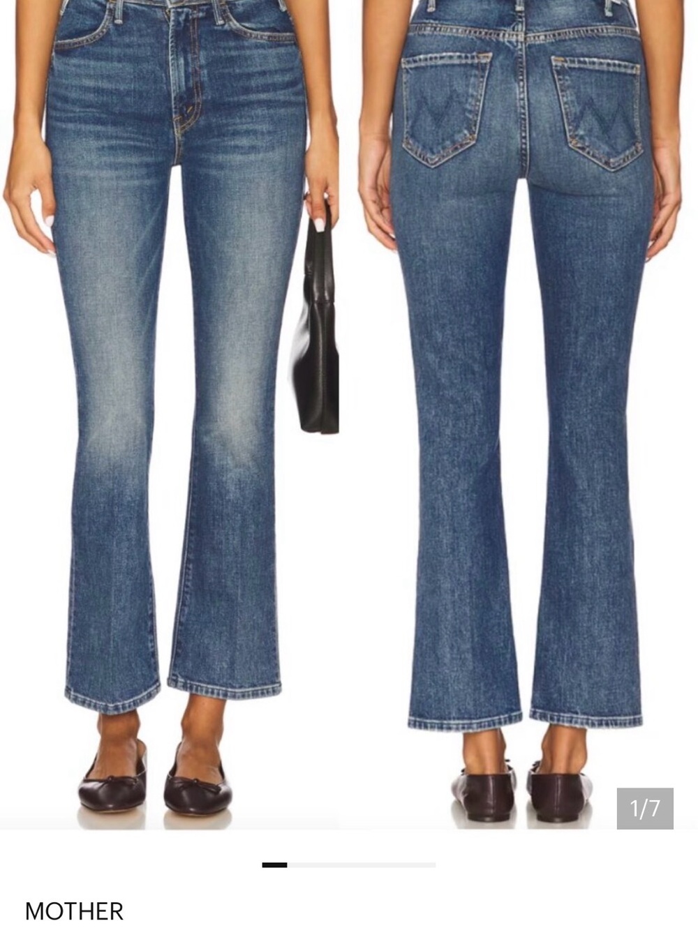 MOTHER High-Rise Cropped Flare Jeans in Medium Blue Denim